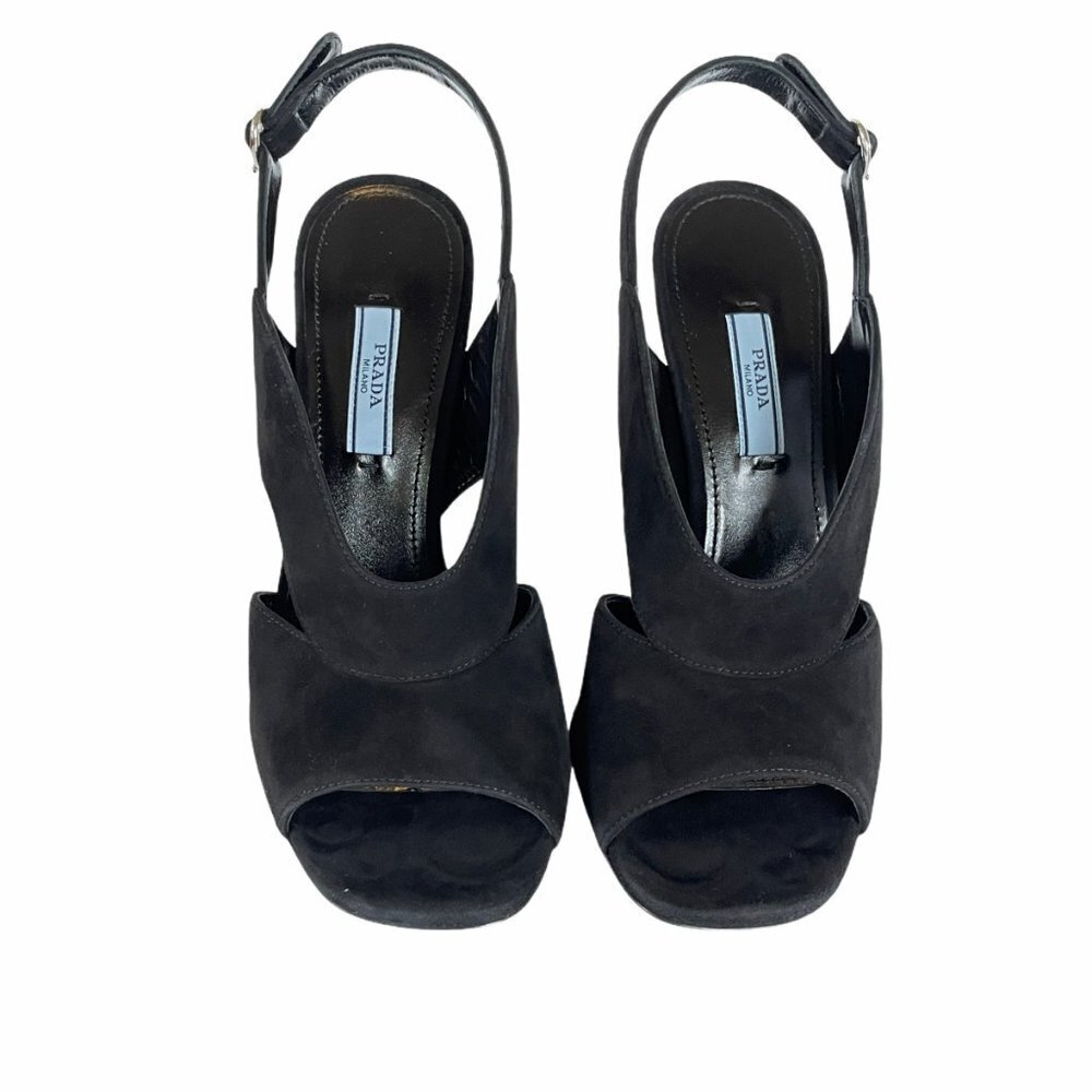 Prada Collection 1X890L Comoscio Women's Black Suede High‎ Heel shoes, 38.5 - Picture 10 of 13